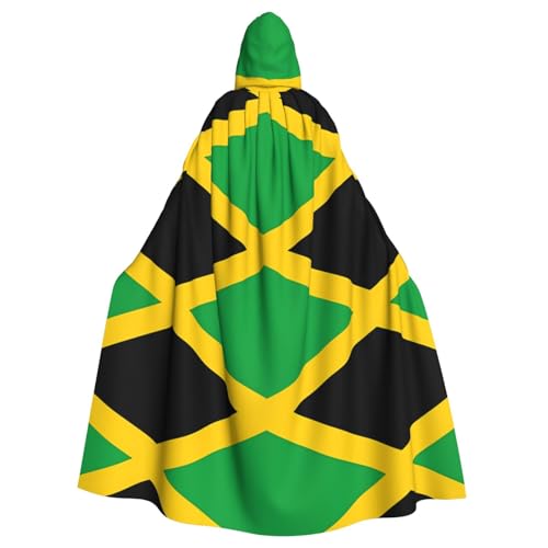 Qwvbn Umhang mit Jamaika-Flagge, mit Kapuze, Halloween, Rollenspiel, leicht, drapiert, Umhang von Qwvbn