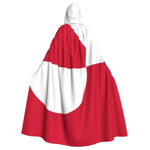 Qwvbn Umhang mit Kapuze und Grönland-Flagge, für Halloween, Rollenspiel, leicht, drapiert von Qwvbn
