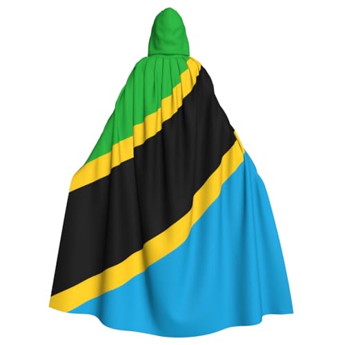 Qwvbn Umhang mit Kapuze und Tansania-Flagge, für Halloween, Rollenspiel, leicht, drapiert von Qwvbn
