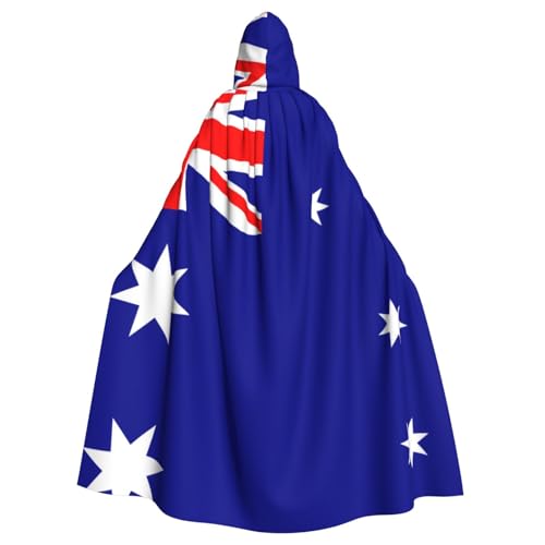 Qwvbn Umhang mit Kapuze und australischer Flagge, für Halloween, Rollenspiele, leicht, drapiert von Qwvbn