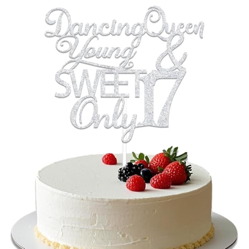 Doppelseitiger Tortenaufsatz mit Aufschrift "Dancing Queen Young & Sweet Only 43.2 cm, Happy Girls 17. Geburtstag, Kuchendekoration, Cheer 17 Years Old Party Decor Dancing Queen 17 Cake Decor Happy Doppelseitiger Tortenaufsatz mit Aufschrift "Dancing Queen Young & Sweet Only 43.2 cm, Happy Girls 17. Geburtstag, Kuchendekoration, Cheer 17 Years Old Party Decor Dancing Queen 17 Cake Decor Happy von Qxcv