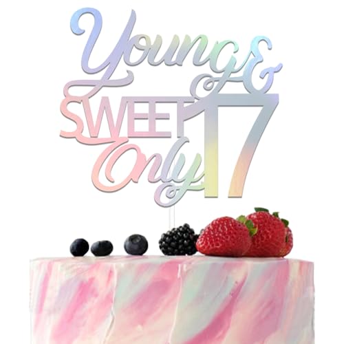 Schillernder Tortenaufsatz "Young and Sweet Only 43.2 cm, 17. Geburtstag, Party-Dekoration, Hello 17 Cheers to 17 Years Old Anniversary Supplies Schillernder Tortenaufsatz "Young and Sweet Only 43.2 cm, 17. Geburtstag, Party-Dekoration, Hello 17 Cheers to 17 Years Old Anniversary Supplies von Qxcv