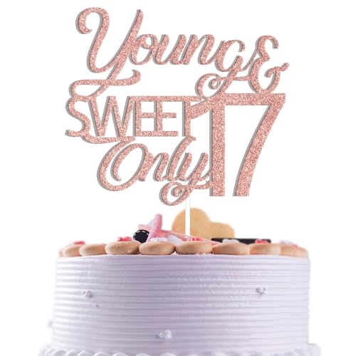 Young & Sweet Tortenaufsatz mit Aufschrift "Only 43.2 cm, 17. Geburtstag, Party-Dekoration, Hello 17 Dancing Girl, 17, 17. Jahrestag, Partyzubehör, rotgoldener Glitzer Young & Sweet Tortenaufsatz mit Aufschrift "Only 43.2 cm, 17. Geburtstag, Party-Dekoration, Hello 17 Dancing Girl, 17, 17. Jahrestag, Partyzubehör, rotgoldener Glitzer von Qxcv