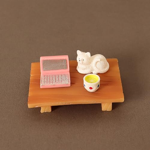 Puppenhaus Mini Miniatur Modell Computer Kaffee Katze Büro Anzug Szene Fotografie Requisiten von Qxiao