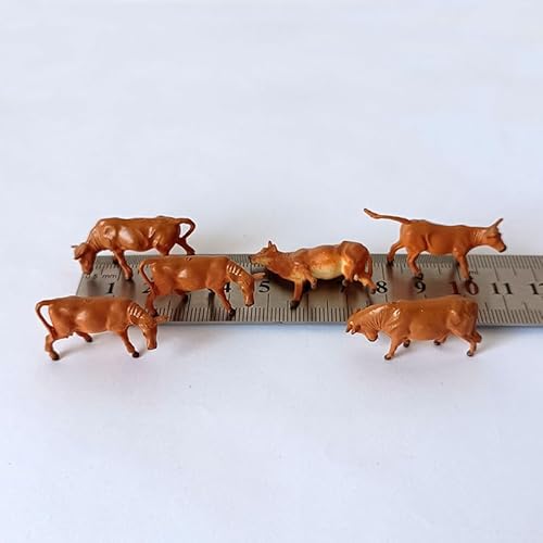 Qxiao 6 Packungen Simulation Tiere Modell Mini Rinder Mikrolandschaft DIY Hütte Dekoration Kleintiere Miniatur Mini Rinder von Qxiao