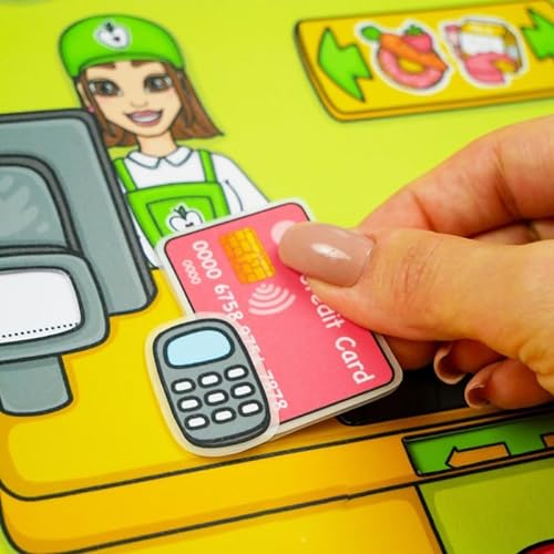 Simulation Lebensmittelgeschäft Ruhiges Buch Supermarkt Stickerbücher Kinder Handgemachtes Puzzle Spielzeug Eltern-Kind-Interaktionsspielzeug für Vorschule von Qxiao