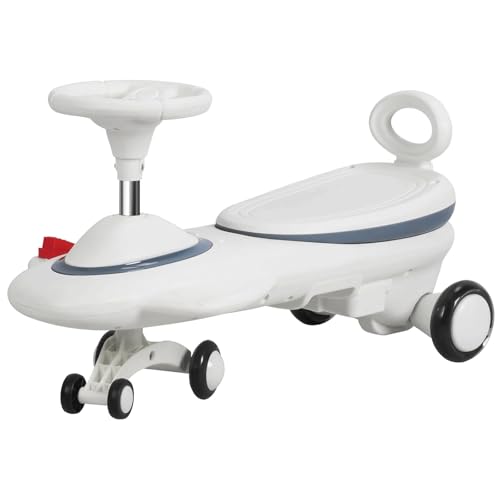 Elektrisches Wackelauto mit Pedalen, Aufsitzspielzeug for Kinder ab 3 Jahren, 2-in-1-Schaukelauto mit blinkenden PU-Rädern, Musiklicht(Beige) von Qxmiguel