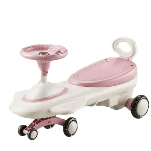 Elektrisches Wackelauto mit Pedalen, Aufsitzspielzeug for Kinder ab 3 Jahren, 2-in-1-Schaukelauto mit blinkenden PU-Rädern, Musiklicht(Rose) von Qxmiguel