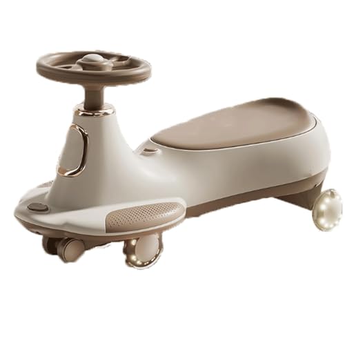 Wiggle-Auto for Kinder, Aufsitzspielzeug, leise blinkende Räder, integriertes Staufach, belastbar bis 90 kg, for Kinder ab 3 Jahren(Bruin) von Qxmiguel