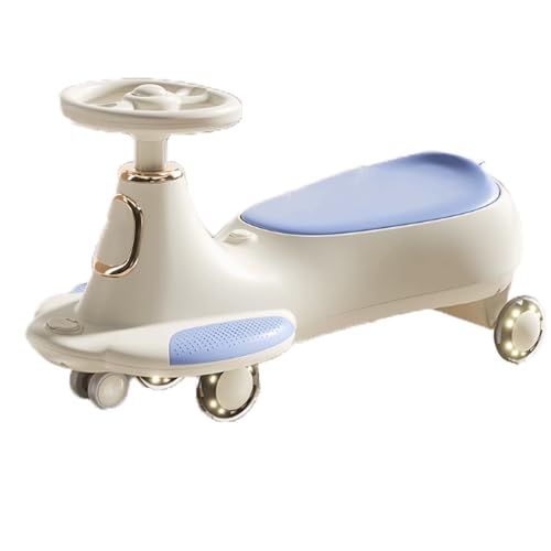 Wiggle-Auto for Kinder, Aufsitzspielzeug, leise blinkende Räder, integriertes Staufach, belastbar bis 90 kg, for Kinder ab 3 Jahren(Sky Blue) von Qxmiguel