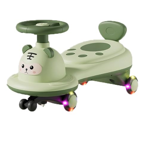 Wiggle Car, Musiklicht, Anti-Überschlag-Schaukelauto for Kinder, for Jungen und Mädchen, Aufsitz-Spielzeugschaukel, leises Blinkrad, ab 3 Jahren(Groen) von Qxmiguel