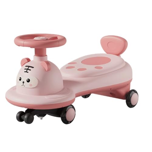 Wiggle Car, Musiklicht, Anti-Überschlag-Schaukelauto for Kinder, for Jungen und Mädchen, Aufsitz-Spielzeugschaukel, leises Blinkrad, ab 3 Jahren(Rose) von Qxmiguel