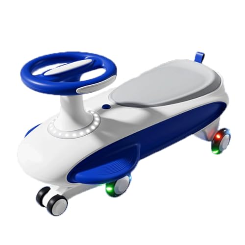 Wiggle Car, Musiklicht, Anti-Überschlag-Schaukelauto for Kinder, for Jungen und Mädchen, Schaukel, leises Blinkrad, ab 3 Monaten(Bleu) von Qxmiguel