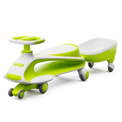 Wiggle Car Kinder-Rutschauto mit kleinem Anhänger, Schaukelauto, Schaukel, leises PU-Rad, for Kinder ab 3 Jahren, Überschlagschutz(Groen) von Qxmiguel