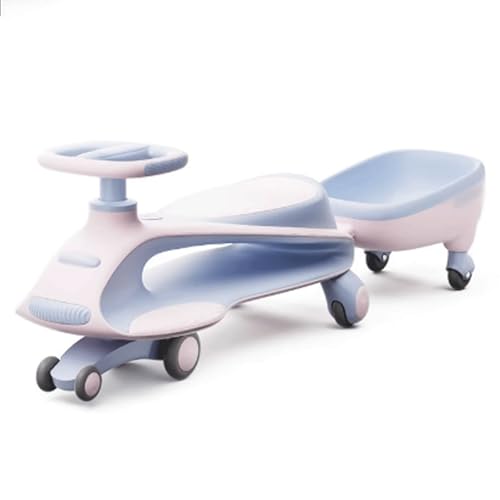 Wiggle Car Kinder-Rutschauto mit kleinem Anhänger, Schaukelauto, Schaukel, leises PU-Rad, for Kinder ab 3 Jahren, Überschlagschutz(Rose) von Qxmiguel