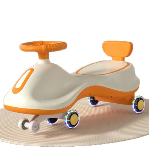 Wiggle Car Kinder-Spielzeugschaukel, Autoschaukel, leises PU-Rad, Überschlagschutz mit Zugseil, for Kinder ab 3 Jahren(Geel) von Qxmiguel