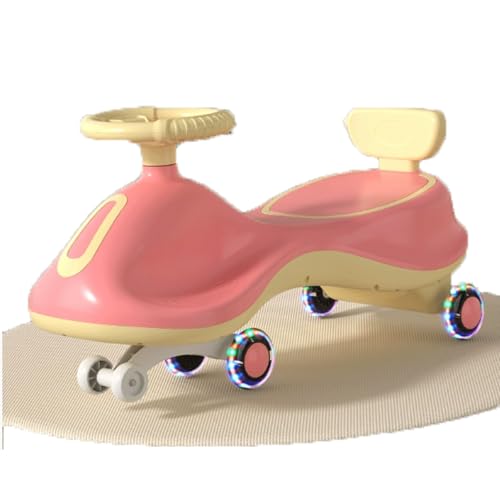 Wiggle Car Kinder-Spielzeugschaukel, Autoschaukel, leises PU-Rad, Überschlagschutz mit Zugseil, for Kinder ab 3 Jahren(Rose) von Qxmiguel