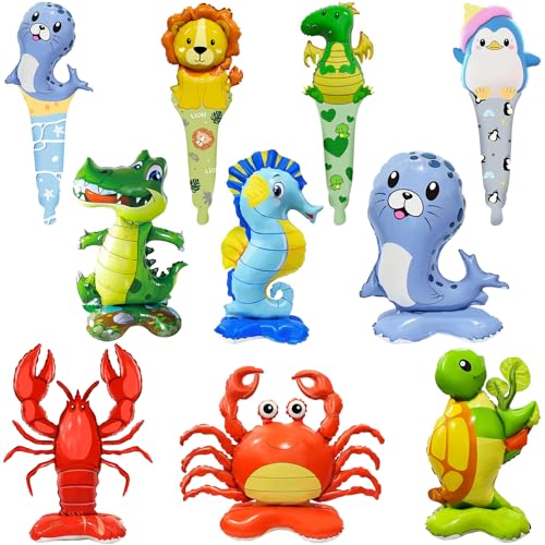 10 Stück Meerestiere Folienballon, Standing, XXL Ocean Luftballons, Giant Animals Seepferdchen Dolphin Crab Shrimp Turtle Krokodil Foil Ballons, Kinder Geschenk Geburtstag Jubiläum Ozean Thema Party 10 Stück Meerestiere Folienballon, Standing, XXL Ocean Luftballons, Giant Animals Seepferdchen Dolphin Crab Shrimp Turtle Krokodil Foil Ballons, Kinder Geschenk Geburtstag Jubiläum Ozean Thema Party von Qxwuyazbryl