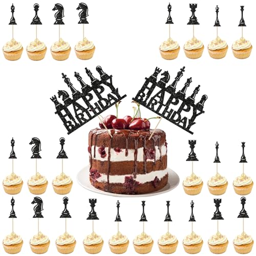 26 Stück Schach Tortendeko, Chess Happy Birthday Cake Topper, Schach Geburtstag Party Dekorationen, happy birthday Kuchendekorationen, Kinder Geburtstag Party Kuchen Dekorationen Supplies 26 Stück Schach Tortendeko, Chess Happy Birthday Cake Topper, Schach Geburtstag Party Dekorationen, happy birthday Kuchendekorationen, Kinder Geburtstag Party Kuchen Dekorationen Supplies von Qxwuyazbryl