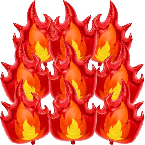 9 Stück Geburtstag Feuer Luftballos, XXL Flammen Ballons, Flammen Party Deko Ballon, Feuer Geburtstag Luftballo Deko, für Kinder Geburtstags Feuerwehr Thema Party, flamme Thema Kinde Partys Deko von Qxwuyazbryl