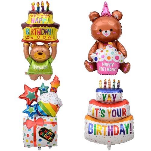 Folienballon Happy Birthday Torten XXL, 4 Stück Happy Geburtstag Kuchen Folienballon Deko, Bär Deko Geburtstags, Geburtstag Aufblasbare Helium Ballons für Kinder Geburtstags Junge Mädchen Folienballon Happy Birthday Torten XXL, 4 Stück Happy Geburtstag Kuchen Folienballon Deko, Bär Deko Geburtstags, Geburtstag Aufblasbare Helium Ballons für Kinder Geburtstags Junge Mädchen von Qxwuyazbryl