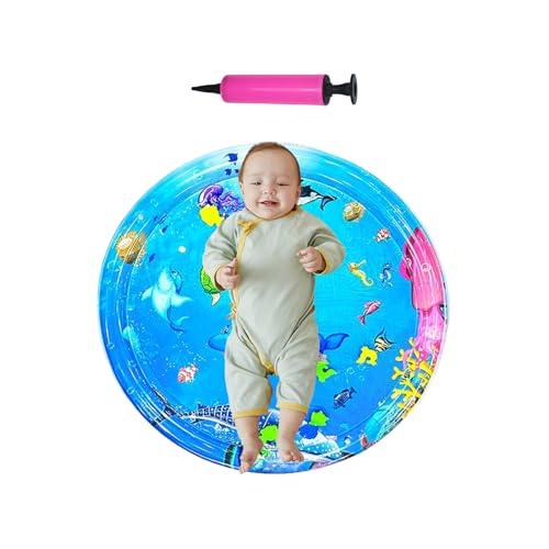 Qyljeiwred Wasserspielmatte für Katzen, sensorische Wasserfischmatte, interaktives Spielzeug, aufblasbares Pad mit Luftpumpe für Sofa, Boden, Hof, Balkon, heißes Wetter von Qyljeiwred