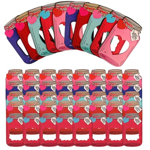 Mason Jar Cards for Treats, Valentine's Day Cards, Classroom Exchange Cards, Mason Jar Cards for Valentines, Christmas Party Favors, Valentine's Day Classroom Cards, 50 Jar Cards, Candy Not Included von Qzdtue