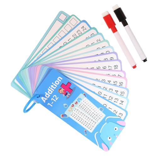 Math Cards, Addition Subtraction Multiplication Division Game 2,76 x 7,09 Zoll, Dry Erase Double Sided Educational Flash Cards, Hole Punched for Interactive Learning von Qzdtue