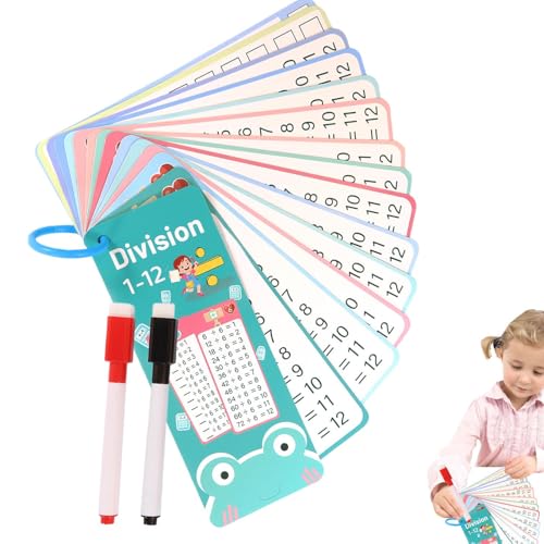 Math Cards, Addition Subtraction Multiplication Division Game 2,76 x 7,09 Zoll, Dry Erase Double Sided Educational Flash Cards, Hole Punched for Interactive Learning von Qzdtue