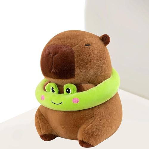 Qzdtue Gefülltes Capybara Plüschtier, niedliches Capybara mit Frog Swimming Ring, weiche Cartoon-Plüschpuppe, niedlich für Wohnzimmer, Schlafzimmer, Schlafzimmer, gemütliche Heimdekoration, von Qzdtue
