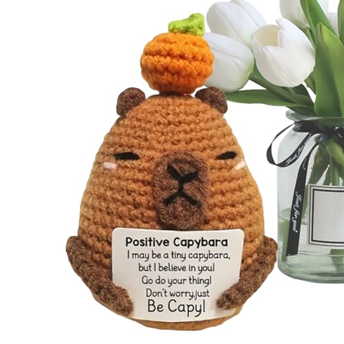 Qzdtue Positive Häkeltiere, Knitted Capybara Toys, handgemachte Plüschfiguren, 10 x 6 cm, mit inspirierender Karte, niedliches Heimdekor für Schlafzimmer, Schreibtisch, Bedside, Qzdtue Positive Häkeltiere, Knitted Capybara Toys, handgemachte Plüschfiguren, 10 x 6 cm, mit inspirierender Karte, niedliches Heimdekor für Schlafzimmer, Schreibtisch, Bedside, von Qzdtue