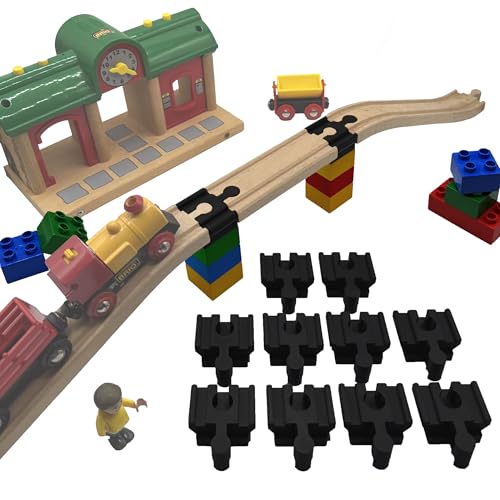 Brücken Adapter kompatibel mit Brio Holzeisenbahn & Duplo Bausteine, Gleisverbinder, Eisenbahnzubehör Schienen - Made by R-Satz Shop (10 Stück) von R-Satz Shop
