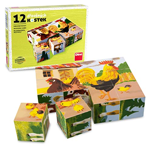 R.u.M. Toys Block Puzzle - Würfelpuzzle - handgefertigtes Kinder Puzzle ab 3 Jahren - Premium Bauklötze Puzzle aus nachhaltigem Fichtenholz - Kleinkind Puzzlewürfel (auf dem Bauernhof) von R.u.M. Toys