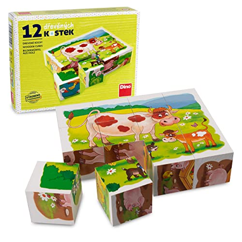 R.u.M. Toys Würfelpuzzle - Handgefertigtes Kinder Puzzle ab 3 Jahren - Premium Bauklötze Puzzle aus nachhaltigem Fichtenholz - Kleinkind Puzzlewürfel hergestellt im Erzgebirge (Tiere vom Lande) von R.u.M. Toys