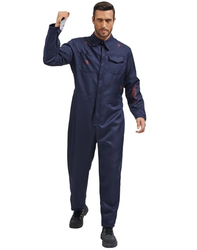 RAAIBB Horror-Killer-Kostüm für Erwachsene, mit Blutmesser, gruseliger Halloween-Overall, Overall, Killer, Horror, Cosplay, Requisiten (ohne Maske), Killer-Kostüm, Overall und Messer, L von RAAIBB