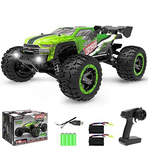 RACENT Ferngesteuertes Auto, RC Auto 45 km/h 4WD Hochgeschwindigkeits 1:16 Monstertruck 2.4GHz All Terrain Wasserdicht Rennauto RC Crawlers Spielzeug Geschenk für Kinder Erwachsene (Grün) von RACENT