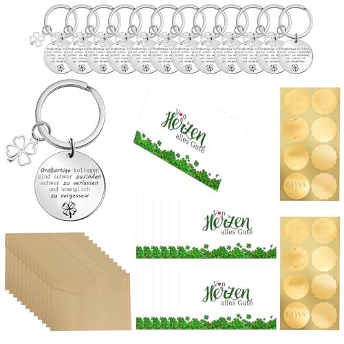 RAFIYU 52 Pcs Abschiedsgeschenk für Kollegen, Glücksbringer Schlüsselanhänger, Kraftpapier Briefumschläge, Dankeskarten, Danke Aufkleber kleines dankeschön geschenke Geeignet für jobwechsel kollegen RAFIYU 52 Pcs Abschiedsgeschenk für Kollegen, Glücksbringer Schlüsselanhänger, Kraftpapier Briefumschläge, Dankeskarten, Danke Aufkleber kleines dankeschön geschenke Geeignet für jobwechsel kollegen von RAFIYU