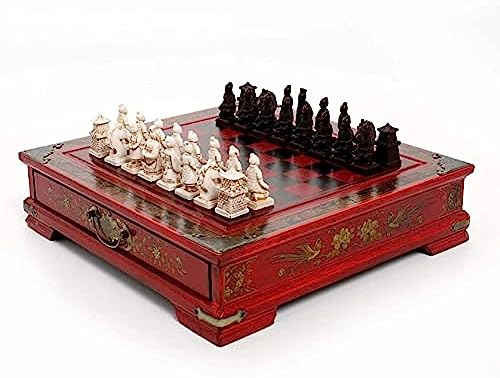 RAHBI Schachbrettsets, 3D-Charaktere aus Terrakotta, Antik-Optik, Schachspiel aus Holz für Erwachsene, Puzzlespiel mit Schublade RAHBI Schachbrettsets, 3D-Charaktere aus Terrakotta, Antik-Optik, Schachspiel aus Holz für Erwachsene, Puzzlespiel mit Schublade von RAHBI