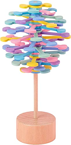 RAHBI Spiral Lollipop aus Holz, buntes drehbares Holzspielzeug, Spiralspielzeug, buntes Spielzeug zum Stressabbau (C) von RAHBI