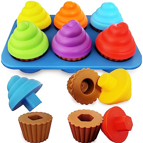 Cupcake-Form-Sortierspielzeug, 6er-Set – lustiges Kleinkind-Lernspielzeug für Kinder ab 3 Jahren – Sortierset und pädagogisches Spielnahrungsmittel von RAINBOW TOYFROG