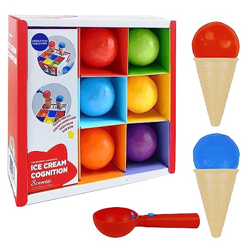 EIS Spielzeug Für Kinder (9 Pcs) - Multi Color Eiscreme Set Gespielt für Kleinkinder Ab 3+ Jahren Jungen und Mädchen-Outdoor Eisdiele and Kaufladen Zubehör-Pretend Play Eiscreme Spielzeug von RAINBOW TOYFROG