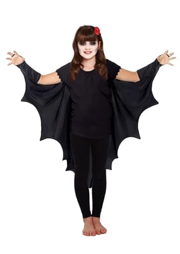 RAIS Unisex-Kostüm für Kinder, Mädchen und Jungen, Halloween, Fledermaus-Umhang, Alter 6 bis 12 Jahre (Schwarz, 6-12 Jahre) von RAIS