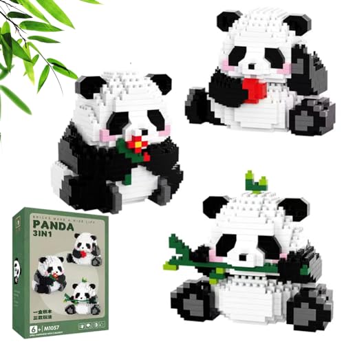 RANJIMA 3 In1 Panda Bauspielzeug, Mini Panda Bausteine, Panda Geschenk, Panda Baustein Konstruktionsspielzeug, Kompatibel Bausteine Spielzeug für Kinder Erwachsene Kompatibel Bausteine Spielzeug von RANJIMA