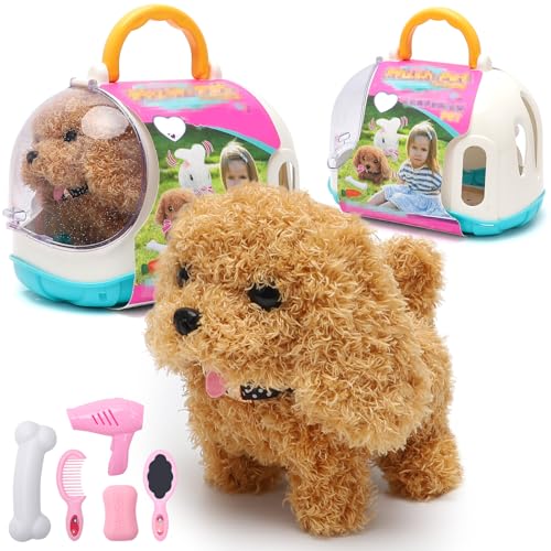 RANJIMA Hund Spielzeug Kinder, Hund der Läuft und Bellt Kuscheltier Interaktives Spielzeug Kinder Elektronische Haustiere Plüschtiere Geschenke Jungen Mädchen ab 2 3 4 5 6 7 Jahre-Teddy von RANJIMA