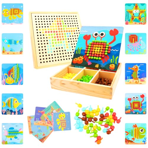 RANJIMA Mosaik Steckspiel, Mosaik Bastelset Kinder, Steckspiel ab 3 4 5 Jahre,Mosaik Steckspiel Pegboard mit 240 Steckperlen 10 Bilder, Montessori Spielzeug Geschenke für Kinder Mädchen Jungen, Ozean RANJIMA Mosaik Steckspiel, Mosaik Bastelset Kinder, Steckspiel ab 3 4 5 Jahre,Mosaik Steckspiel Pegboard mit 240 Steckperlen 10 Bilder, Montessori Spielzeug Geschenke für Kinder Mädchen Jungen, Ozean von RANJIMA