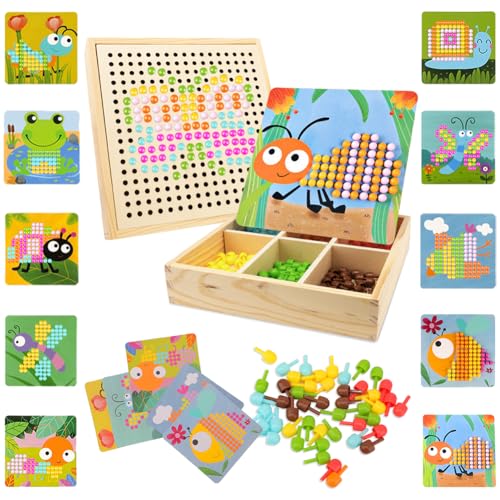 RANJIMA Mosaik Steckspiel, Mosaik Bastelset Kinder, Steckspiel ab 3 4 5 Jahre,Mosaik Steckspiel Pegboard mit 240 Steckperlen 10 Bilder, Montessori Spielzeug Geschenke für Kinder Mädchen Jungen, Garten RANJIMA Mosaik Steckspiel, Mosaik Bastelset Kinder, Steckspiel ab 3 4 5 Jahre,Mosaik Steckspiel Pegboard mit 240 Steckperlen 10 Bilder, Montessori Spielzeug Geschenke für Kinder Mädchen Jungen, Garten von RANJIMA