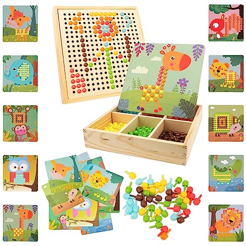 RANJIMA Mosaik Steckspiel, Mosaik Bastelset Kinder, Steckspiel ab 3 4 5 Jahre,Mosaik Steckspiel Pegboard mit 240 Steckperlen 10 Bilder, Montessori Spielzeug Geschenke für Kinder Mädchen Jungen (Wald) RANJIMA Mosaik Steckspiel, Mosaik Bastelset Kinder, Steckspiel ab 3 4 5 Jahre,Mosaik Steckspiel Pegboard mit 240 Steckperlen 10 Bilder, Montessori Spielzeug Geschenke für Kinder Mädchen Jungen (Wald) von RANJIMA