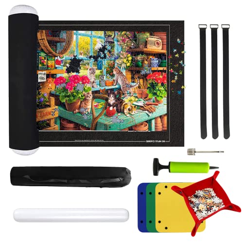 Puzzlematte Puzzlerolle, Puzzle 3000 Teile Puzzle Rollmatte Filz Puzzleunterlage Tragbare Jigsaw Rolls Storage Mat Riesenfilzmatte zur Aufbewahrung Puzzleteppich für Kinder Liebhaber von RANJIMA
