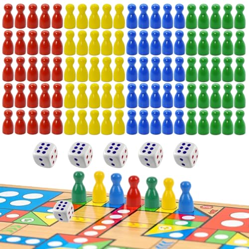 RAOLAWOBA 100 Stück Spielfiguren Für Brettspiele Bunte Set Und 5 Stück Würfel 25×12mm Mühle Steine Set aus Holz Rot, Gelb, Blau, Grün Halmakegel Bunte Spielfiguren Für Flugschach, Dame, Brettspiele RAOLAWOBA 100 Stück Spielfiguren Für Brettspiele Bunte Set Und 5 Stück Würfel 25×12mm Mühle Steine Set aus Holz Rot, Gelb, Blau, Grün Halmakegel Bunte Spielfiguren Für Flugschach, Dame, Brettspiele von RAOLAWOBA