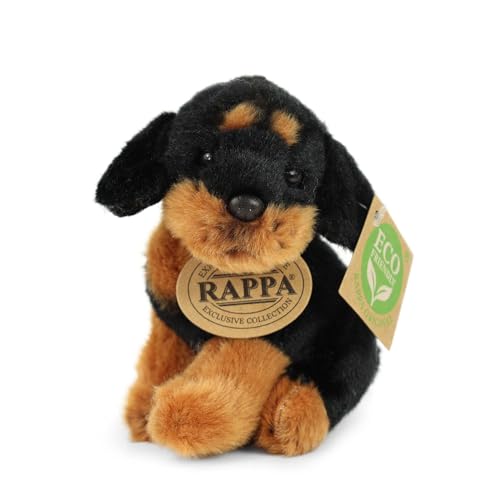 RAPPA Kleiner Hund Kuscheltier ca. 11 cm – weiches Eco-Friendly Stofftier – Perfekter Begleiter für alle Abenteuer (C Schwarz/Braun) von RAPPA
